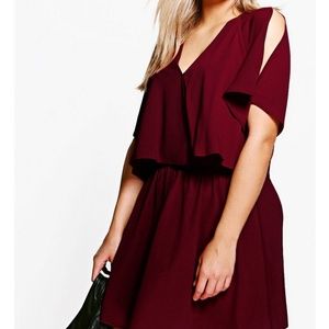Plus Ruffle Open Shoulder Dress